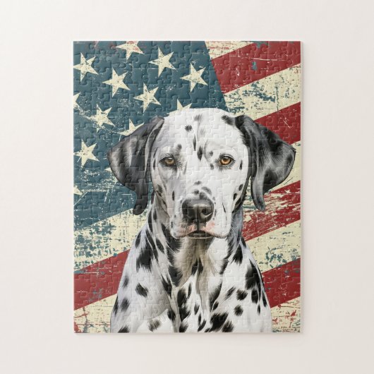 Grunge Amerikaanse Vlag Dalmatische Hond Legpuzzel (Verticaal)