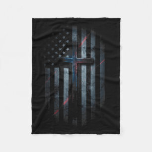 Grunge Amerikaanse Vlag En Kruis Geloven Familie V Fleece Deken