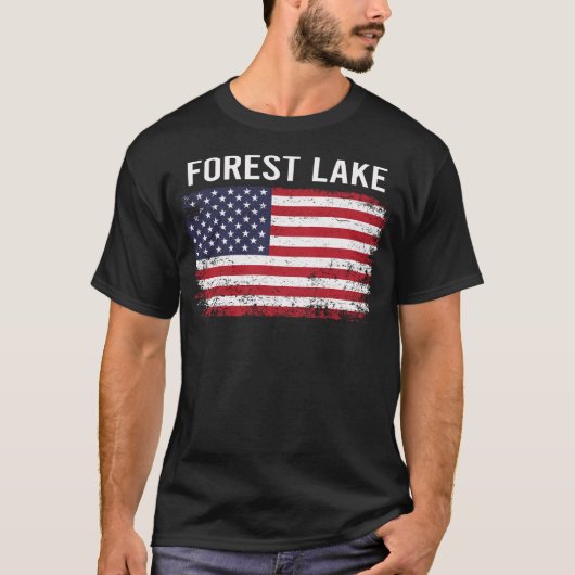 Grunge Amerikaanse vlag Forest Lake T-shirt (Voorkant)
