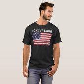 Grunge Amerikaanse vlag Forest Lake T-shirt (Voorkant volledig)