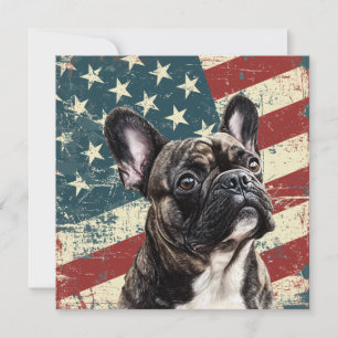 Grunge Amerikaanse Vlag Franse Bulldog