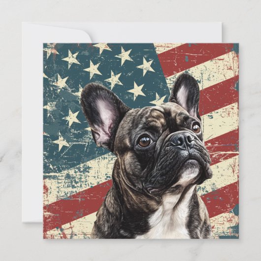 Grunge Amerikaanse Vlag Franse Bulldog (Voorkant)