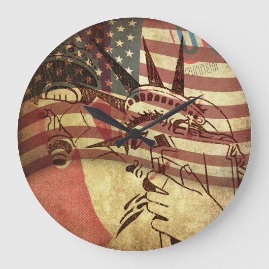 Grunge Amerikaanse vlag: gestructureerde achtergro Grote Klok (Voorkant)