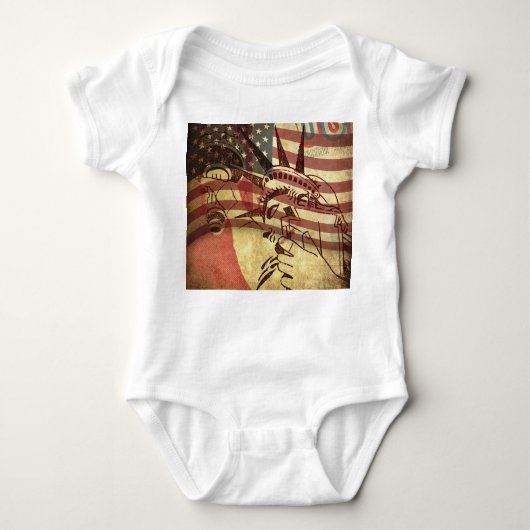 Grunge Amerikaanse vlag: gestructureerde achtergro Romper (Voorkant)