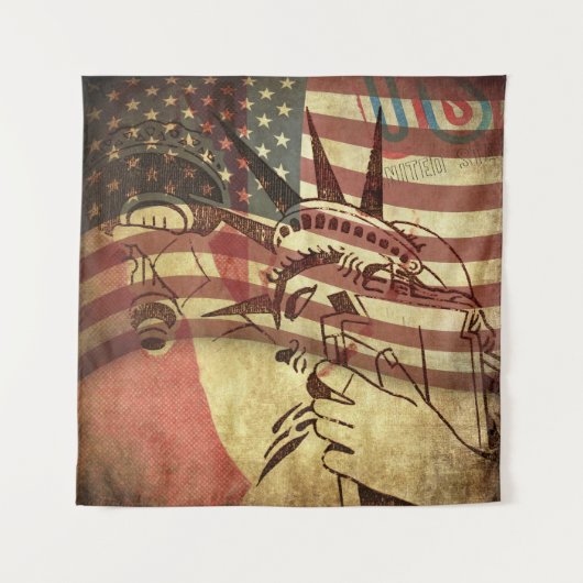 Grunge Amerikaanse vlag: gestructureerde achtergro Wandkleed (Voorkant)