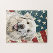 Grunge Amerikaanse vlag Great Pyrenees hond Legpuzzel (Horizontaal)