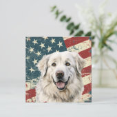Grunge Amerikaanse Vlag Great Pyrenees Vlakke Kaar (Staand voorkant)