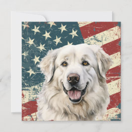 Grunge Amerikaanse Vlag Great Pyrenees Vlakke Kaar