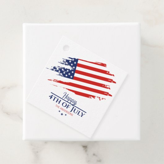 Grunge Amerikaanse vlag Happy 4th juli ID1104 Bedankjes Labels (In situ)