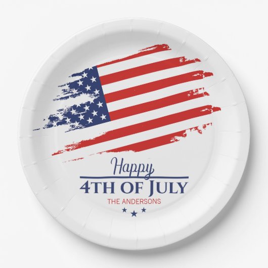 Grunge Amerikaanse vlag Happy 4th juli ID1104 Papieren Bordje (Voorkant)