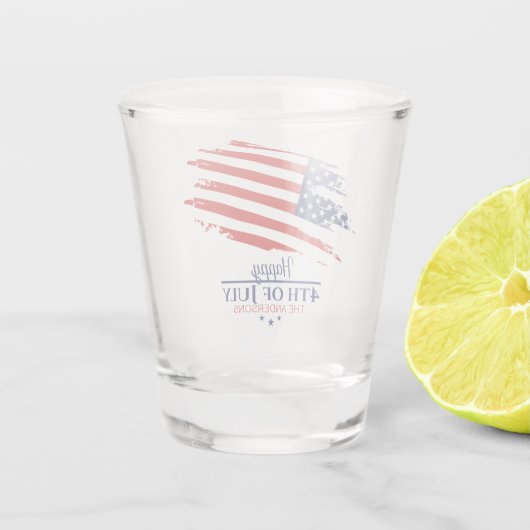 Grunge Amerikaanse vlag Happy 4th juli ID1104 Shot Glas (Achterkant)