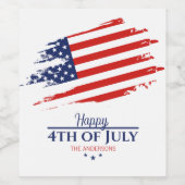 Grunge Amerikaanse vlag Happy 4th juli ID1104 Wijn Etiket (Enkel label)