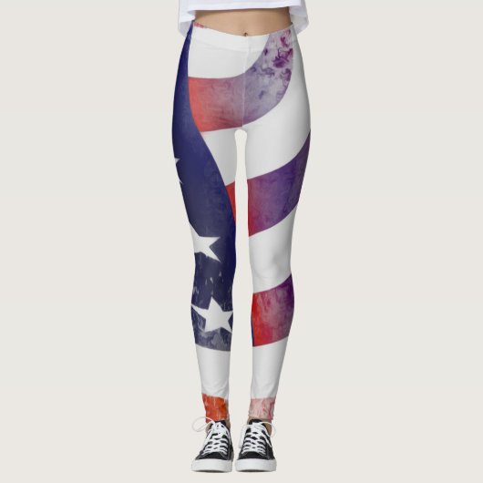 Grunge Amerikaanse vlag Leggings (Voorkant)