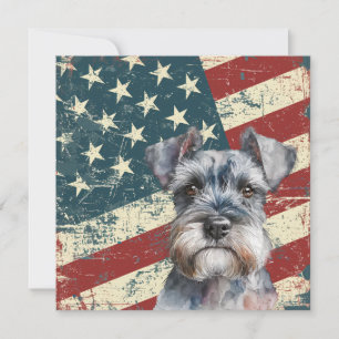Grunge Amerikaanse Vlag Miniature Schnauzer Plat K