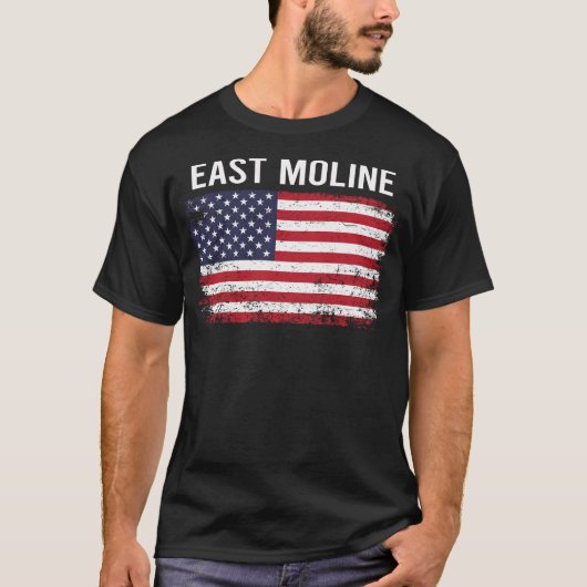 Grunge Amerikaanse vlag Oost Moline T-shirt (Voorkant)