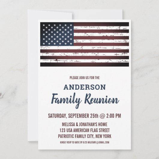Grunge Amerikaanse Vlag Patriottische Familiereüni Kaart (Voorkant)