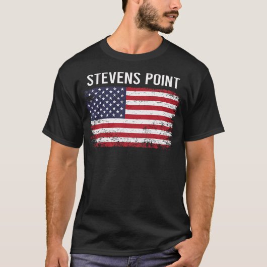 Grunge Amerikaanse vlag Stevens Point T-shirt (Voorkant)