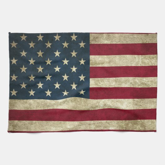 Grunge Amerikaanse vlag Theedoek (Horizontaal)