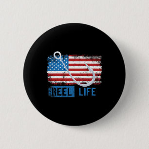 Grunge Amerikaanse Vlag Visser Graphic Ronde Button 5,7 Cm