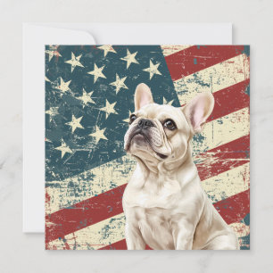 Grunge Amerikaanse Vlag Witte Franse Bulldog