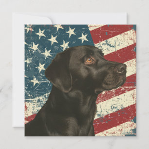 Grunge Amerikaanse Vlag Zwarte Labrador Plat Kaart