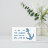 Grunge Anchor Blue Nautical Wedding Bedankt Pla Plaatskaartje (Staand voorkant)
