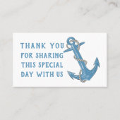 Grunge Anchor Blue Nautical Wedding Bedankt Pla Plaatskaartje (Voorkant)