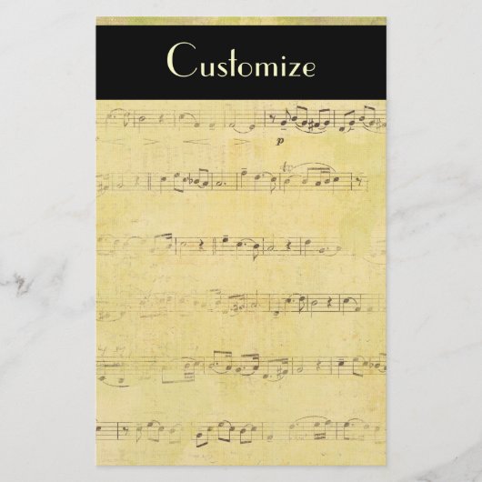  Grunge Antiek Musical Notes Stationery Briefpapier (Voorkant)