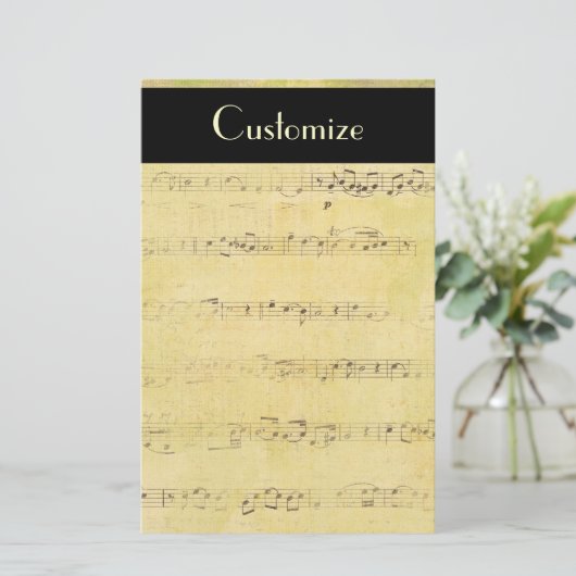  Grunge Antiek Musical Notes Stationery Briefpapier (Staand voorkant)