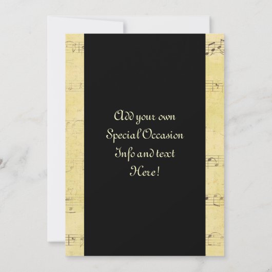 Grunge Antiek Musical Notes-uitnodigingen Kaart (Achterkant)