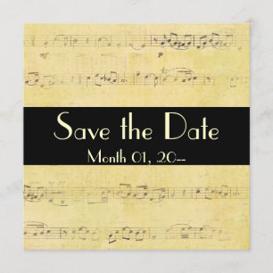 Grunge Antiek Musical Notes-uitnodigingen Save The Date
