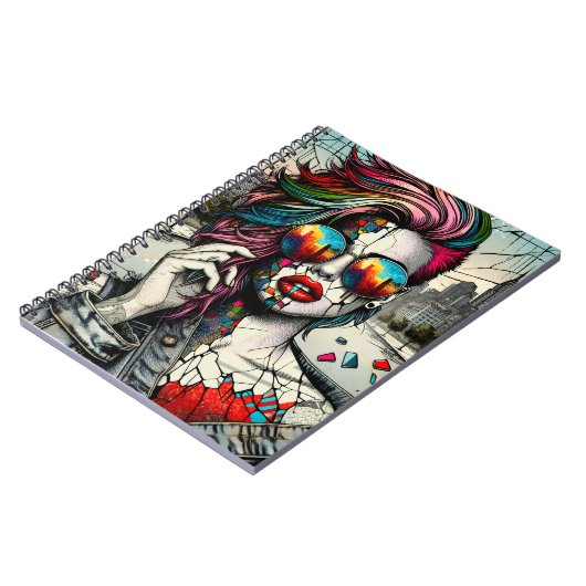 Grunge Art | Gebroken vrouw Abstract Notitieboek (Linkerzijde)