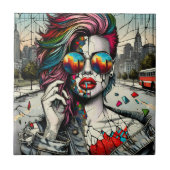 Grunge Art | Gebroken vrouw Abstract Tegeltje (Voorkant)