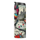 Grunge Art | Gebroken vrouw Abstract Thermosbeker (Geroteerd rechts)