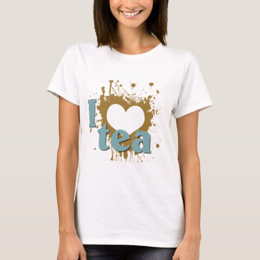 Grunge Art I Heart Love Tea T-shirt (Voorkant)