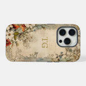 Grunge Artisan Botanisch Monogram iPhone Hoesje (Achterkant horizontaal)