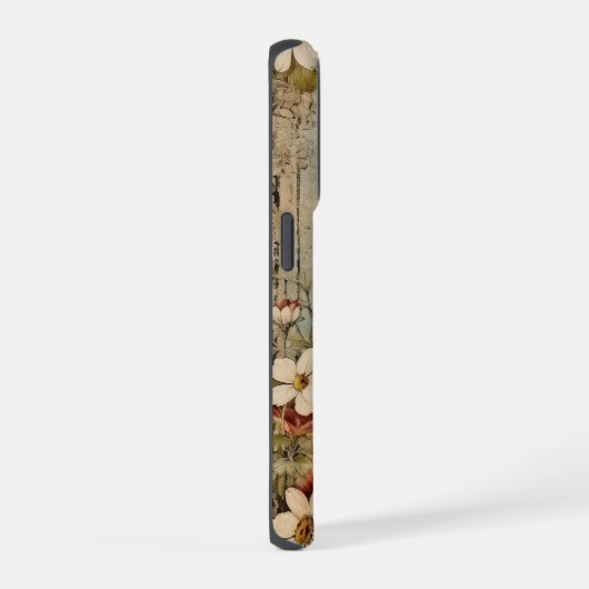 Grunge Artisan Botanisch Monogram iPhone Hoesje (Rechterkant)