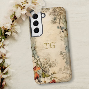  Grunge Artisan Botanisch Monogram Samsung Galaxy Hoesje