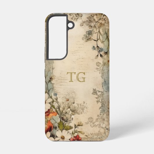  Grunge Artisan Botanisch Monogram Samsung Galaxy Hoesje (Achterkant)