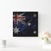 Grunge Australia Flag 4 Vierkante Klok (Huis)