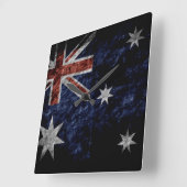 Grunge Australia Flag 4 Vierkante Klok (Hoek)