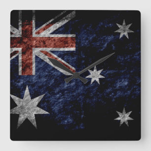 Grunge Australia Flag 4 Vierkante Klok