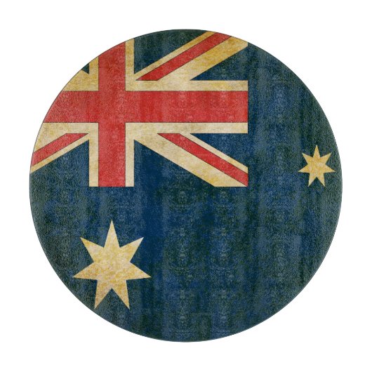 Grunge Australian Flag Glass Cutting Board Snijplank (Voorkant)