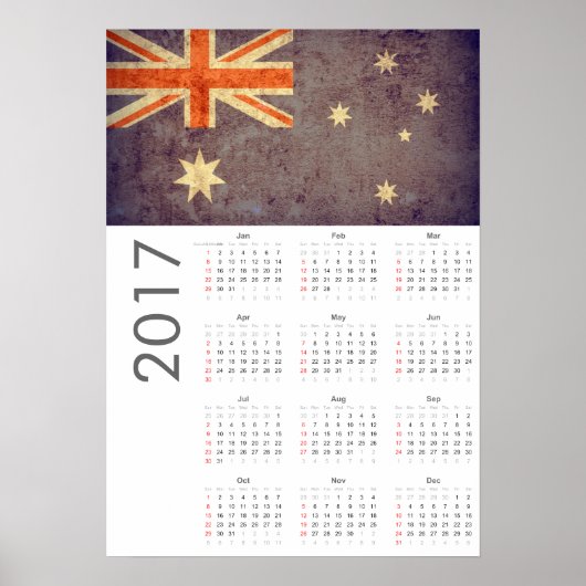 Grunge Australië Vlag Kalender 2017 Poster (Voorkant)