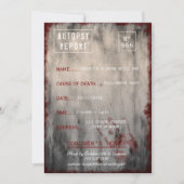 Grunge Autopsie Rapport Halloween Bash Kaart (Voorkant)