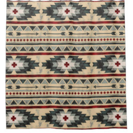 Grunge Aztec Tribal Pattern Douchegordijn