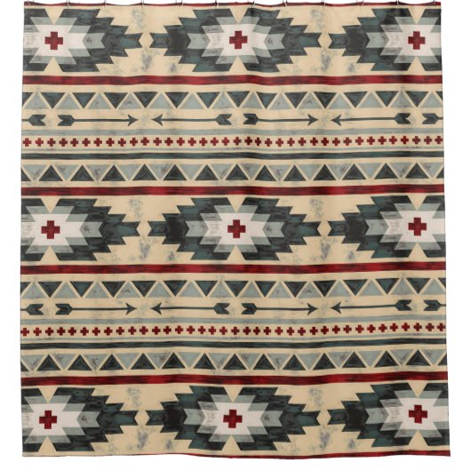 Grunge Aztec Tribal Pattern Douchegordijn (Voorkant)