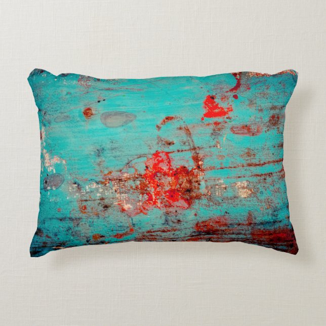 Grunge background of turquoise. Blokken, uitstrijk Accent Kussen (Voorkant)