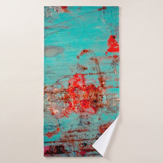 Grunge background of turquoise. Blokken, uitstrijk Badhanddoek (Badhanddoek)