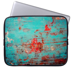 Grunge background of turquoise. Blokken, uitstrijk Laptop Sleeve